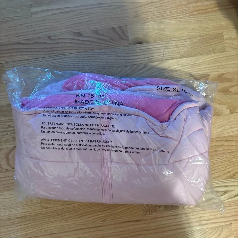 London Fog Pink Kids Puffer Jacket NEW XL 10-12 Hooded Full Zip